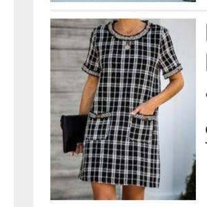 VICI - Heart Of Manhattan Pocketed Tweed Shift Dress - Small